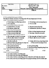 Đề kiểm tra 45 phút năm học 2015 - 2016 môn Công nghệ 6